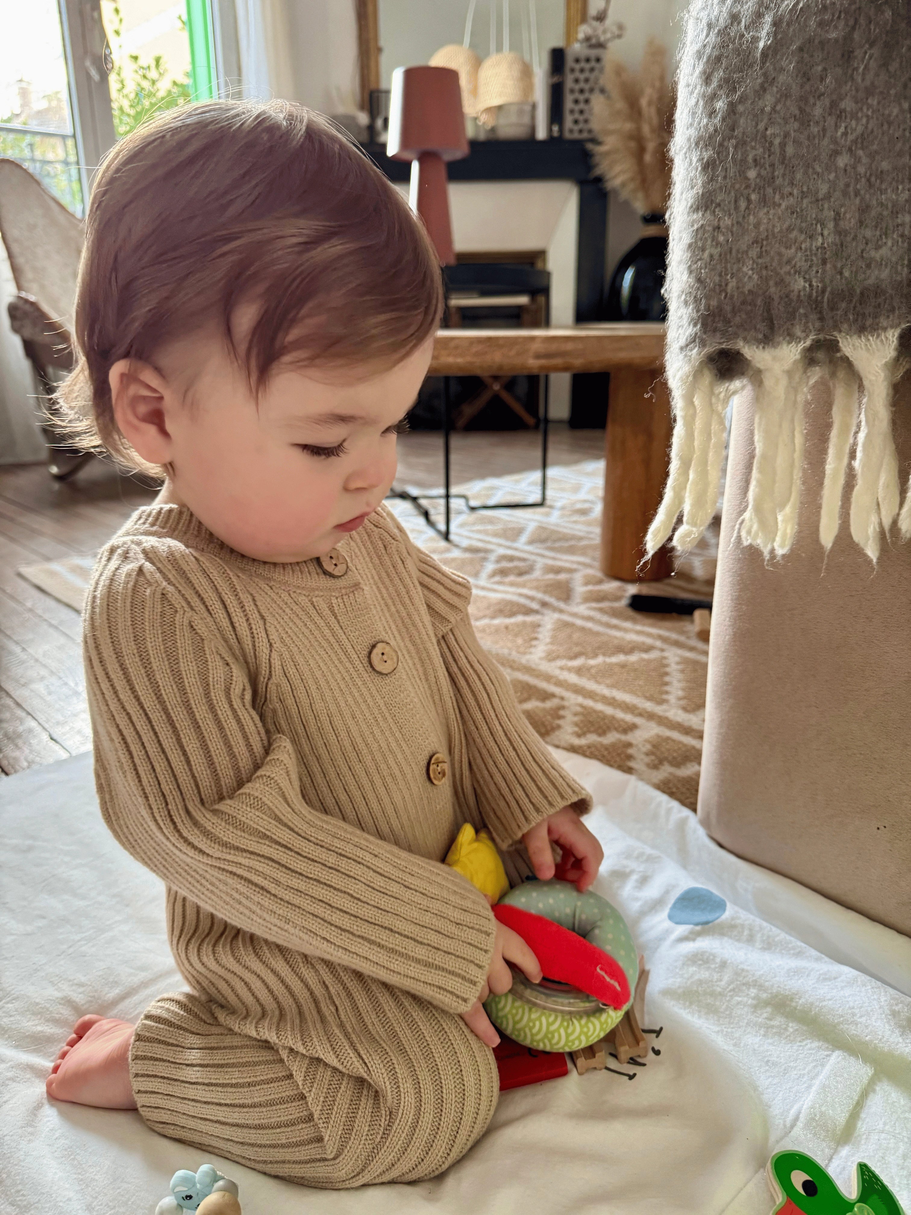 Knitted Comfort - The Cozy Knit Bib Overalls with Matching Booties