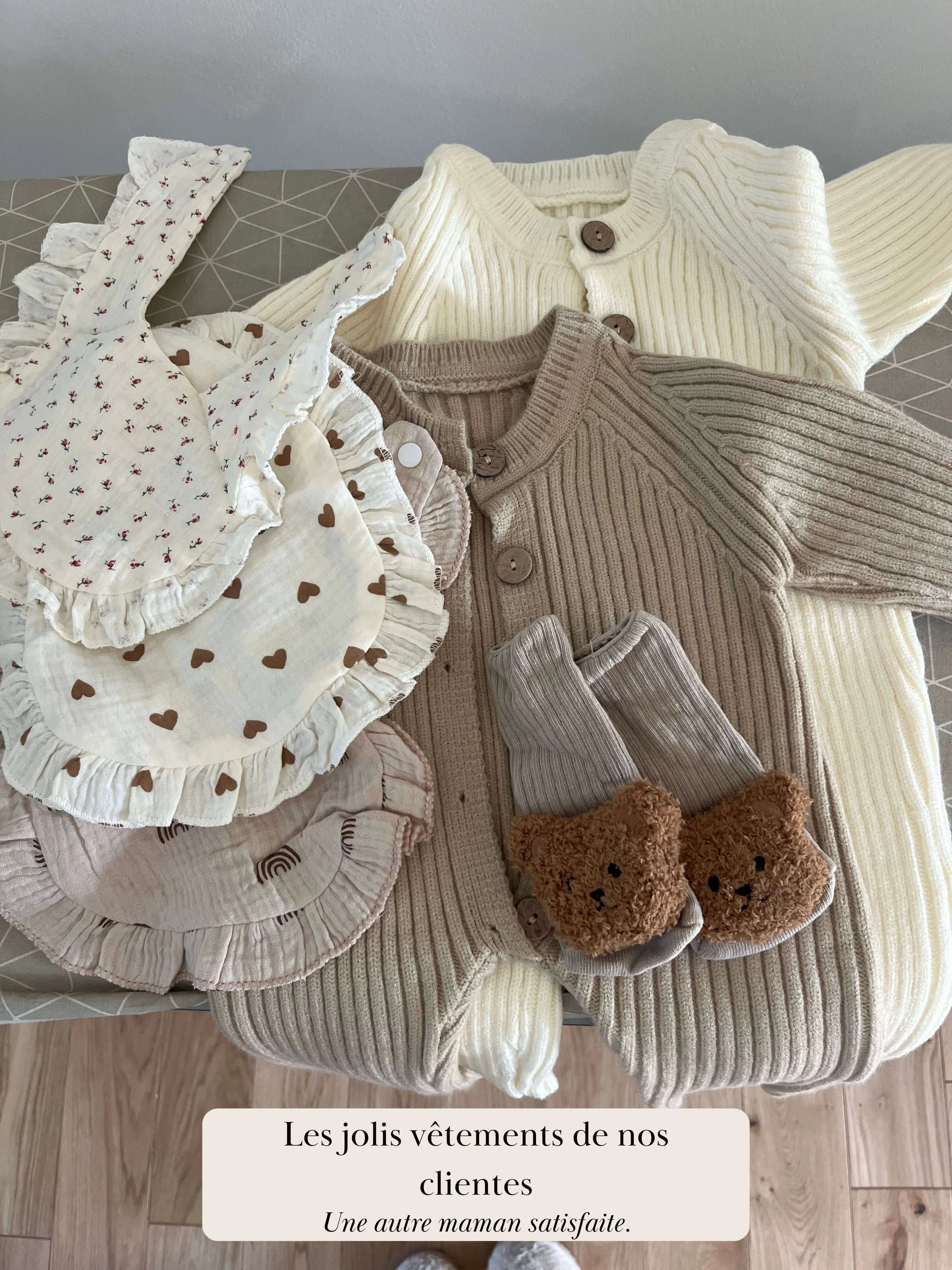 Knitted Comfort - The Cozy Knit Bib Overalls with Matching Booties