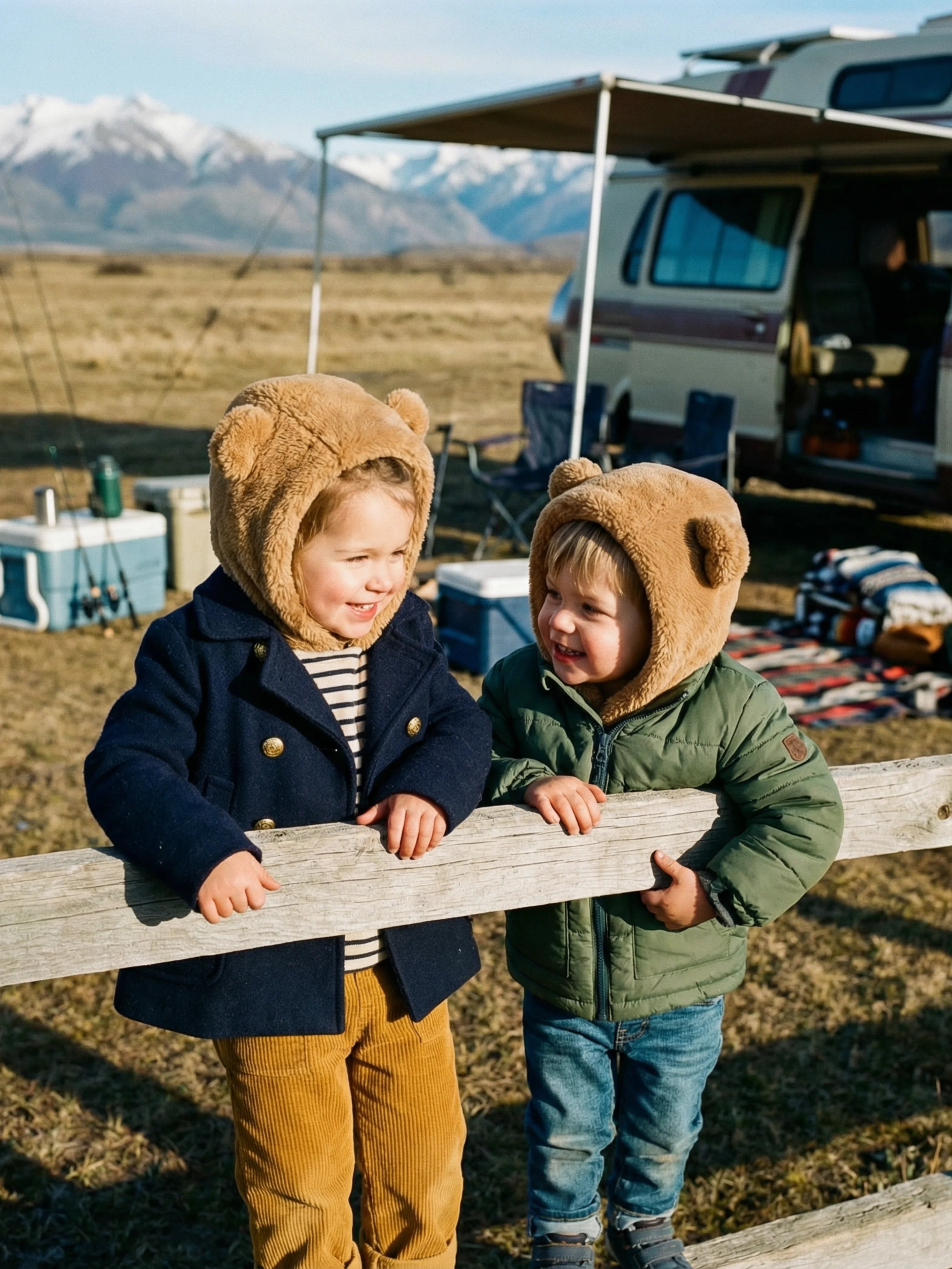 Baby hat with integrated scarf – Soft, warm plush