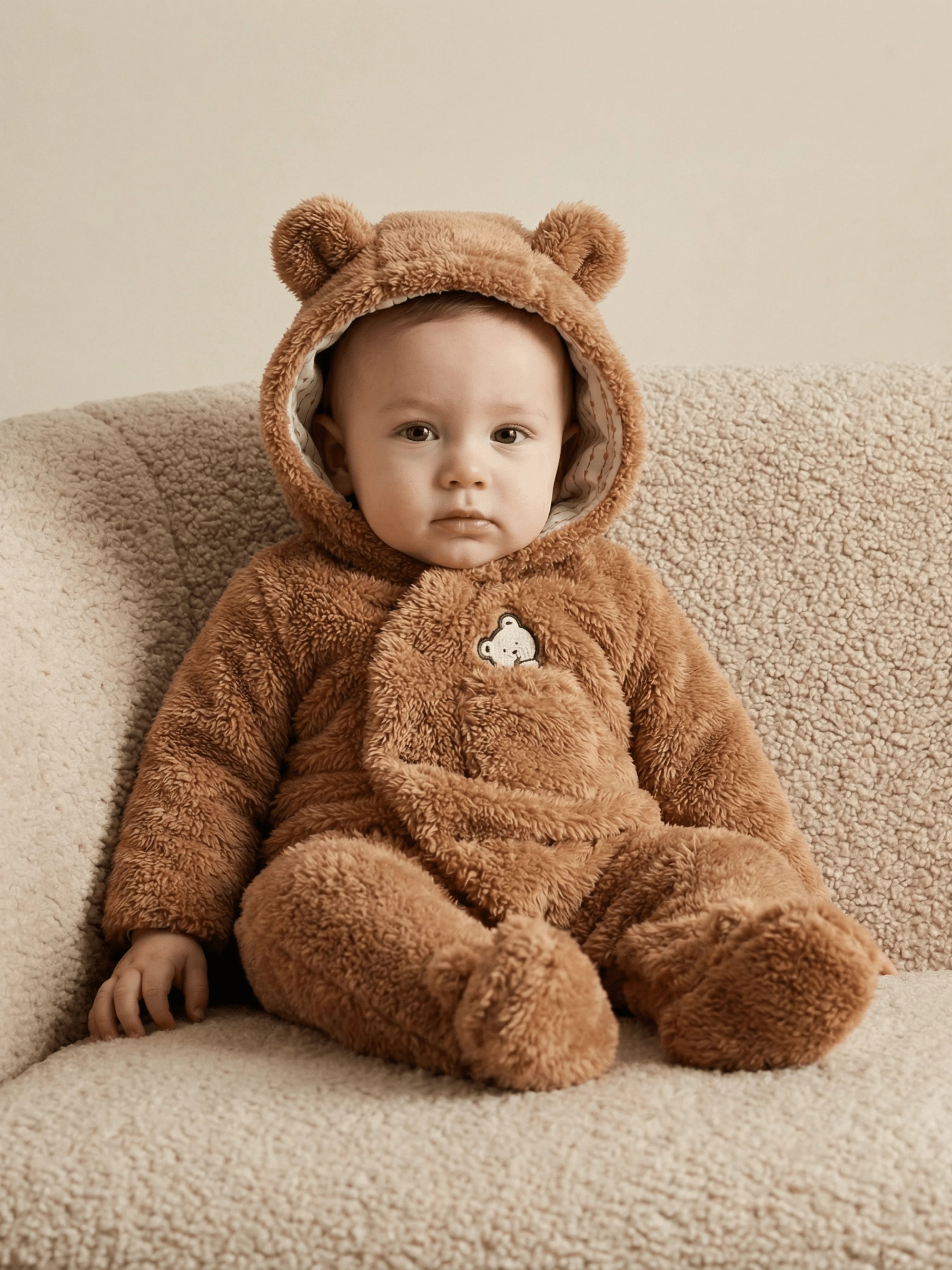 Cozy Comfort & Adorable Sheep Look - The Sherpa Fleece Footie Jumpsuit