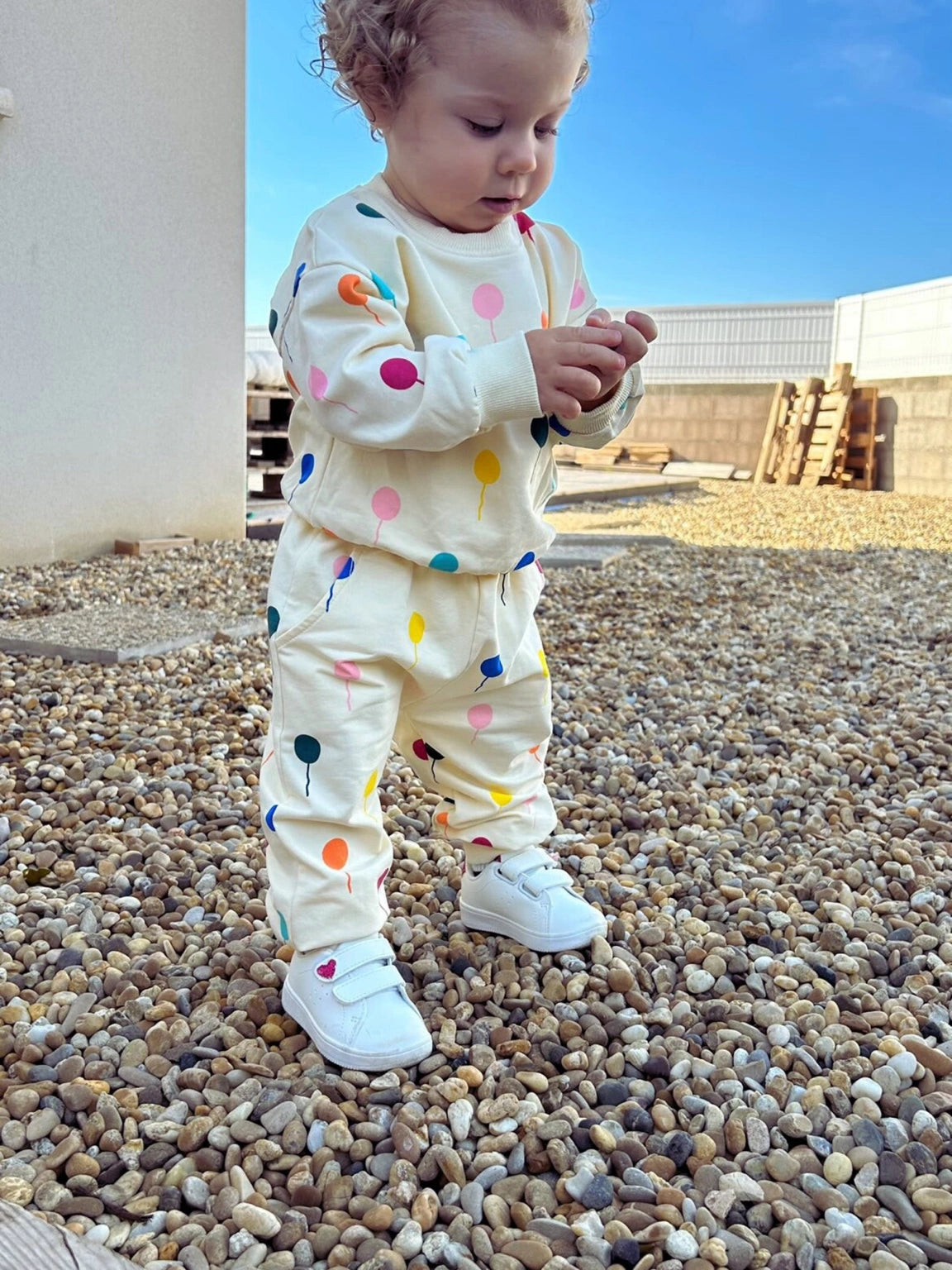 Playful Patterns & Everyday Comfort - The Multicolored Balloon Sweatshirt & Pant Set