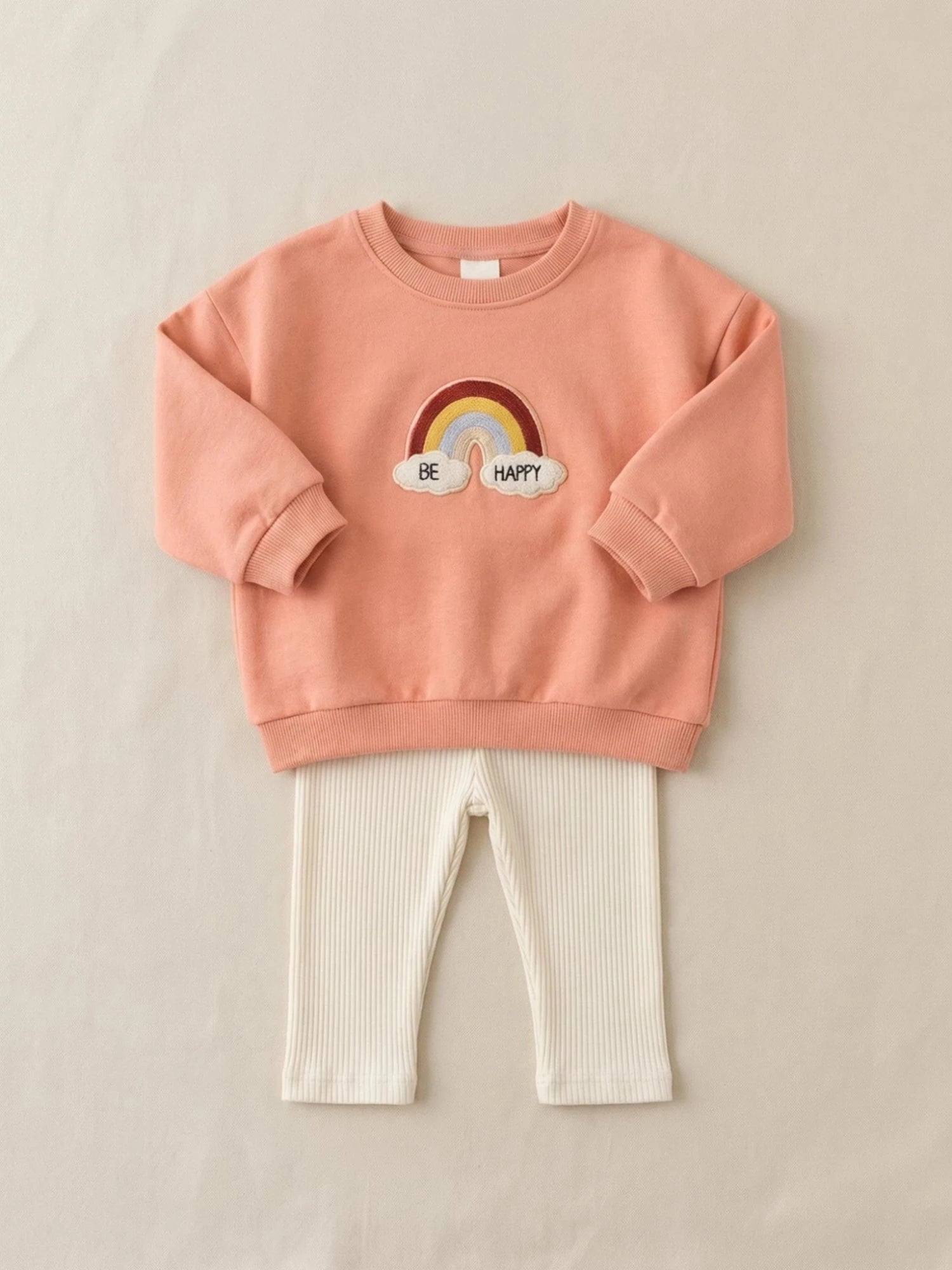 Good Mood & Everyday Comfort Outfit | Rainbow Pattern Sweatshirt & Pant Set "Be Happy"