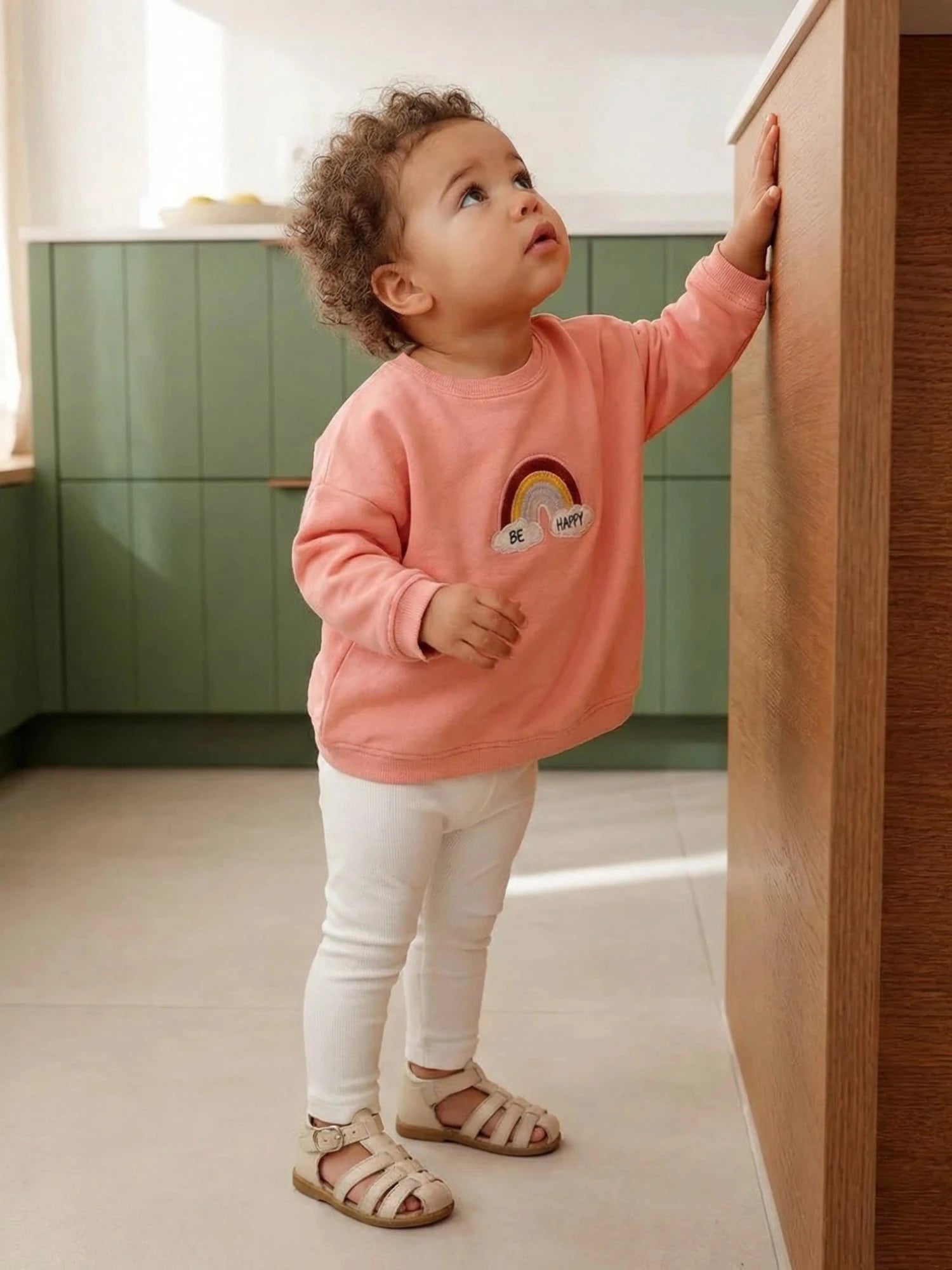 Good Mood & Everyday Comfort Outfit | Rainbow Pattern Sweatshirt & Pant Set "Be Happy"