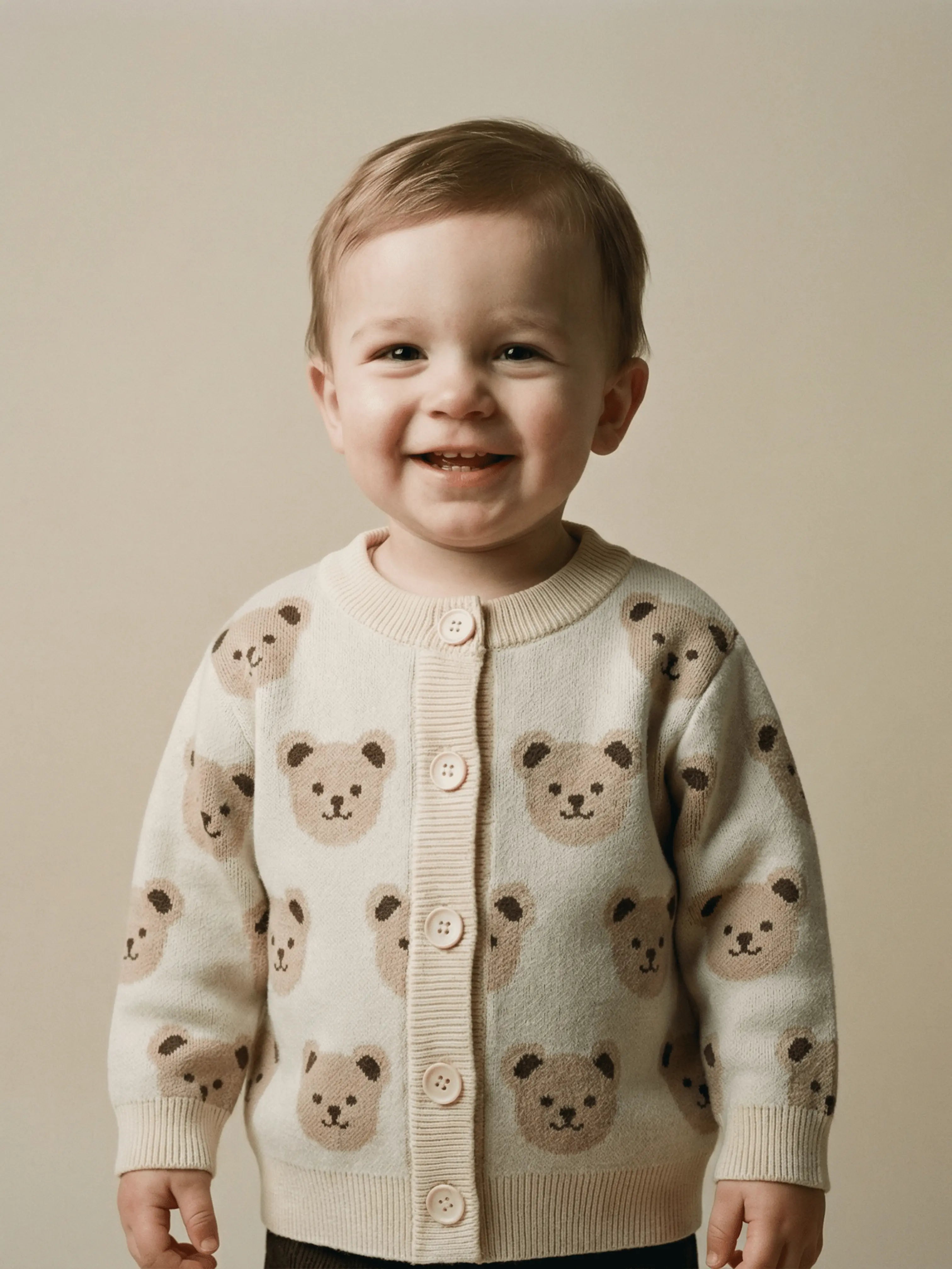 Baby bear cardigan in knit fabric – Soft & easy to put on