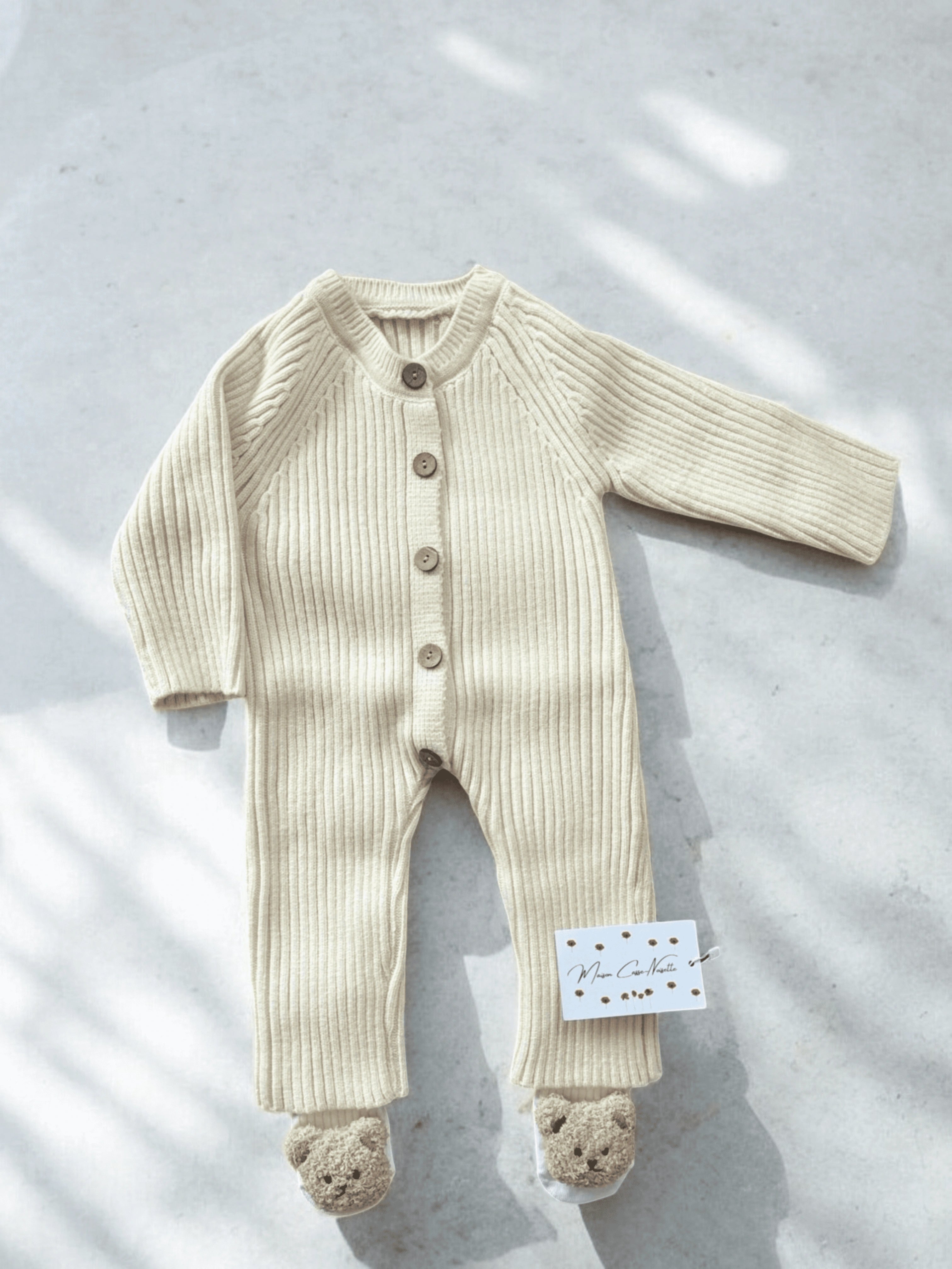 Knitted Comfort - The Cozy Knit Bib Overalls with Matching Booties