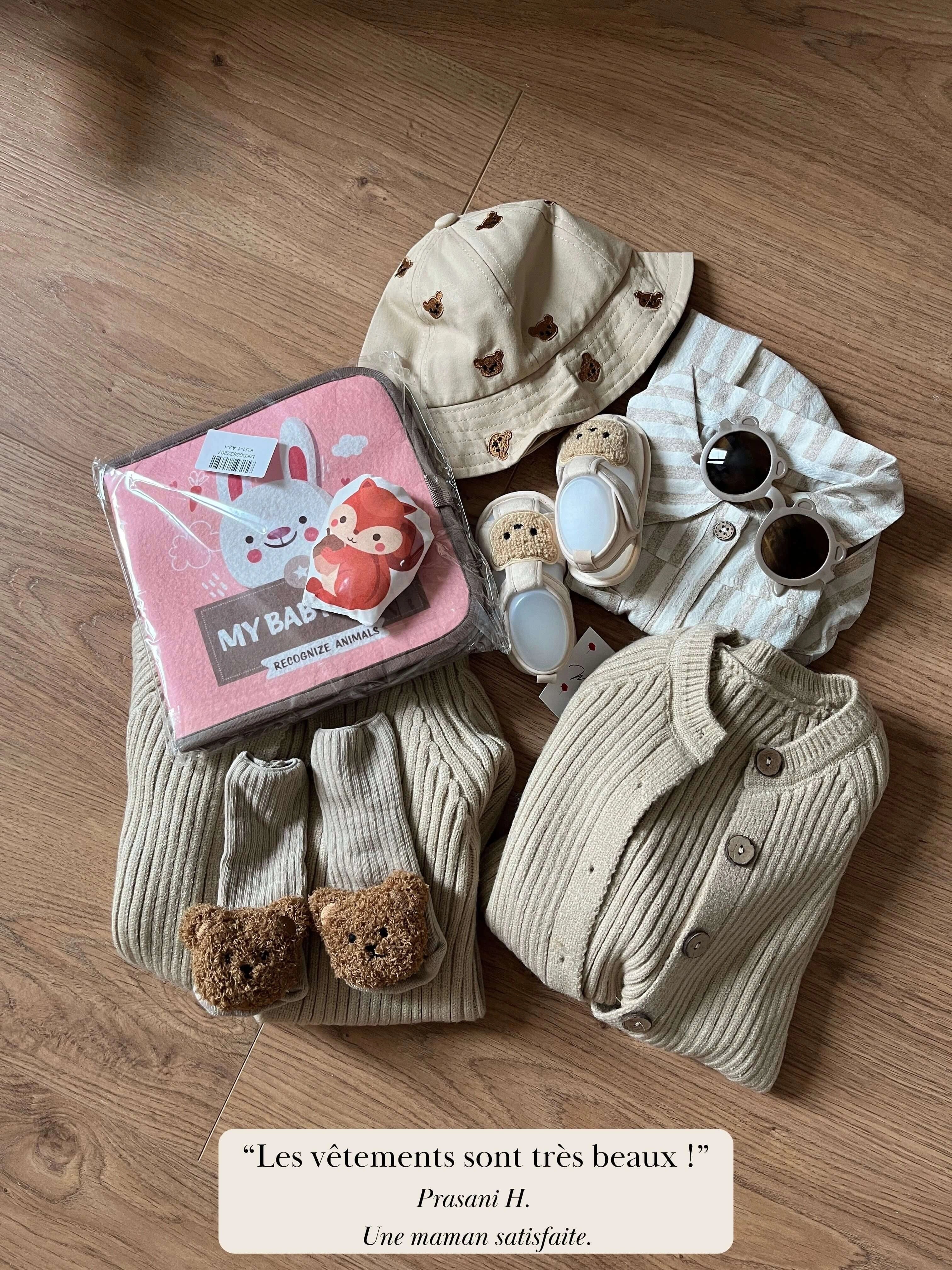 Knitted Comfort - The Cozy Knit Bib Overalls with Matching Booties