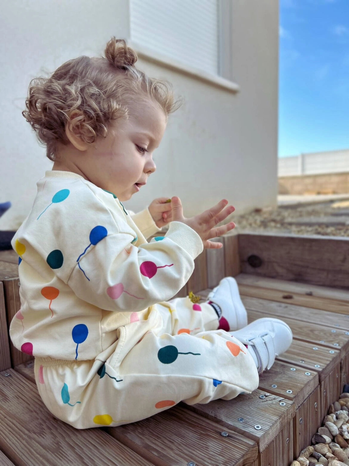 Playful Patterns &amp; Everyday Comfort - The Multicolored Balloon Sweatshirt &amp; Pant Set