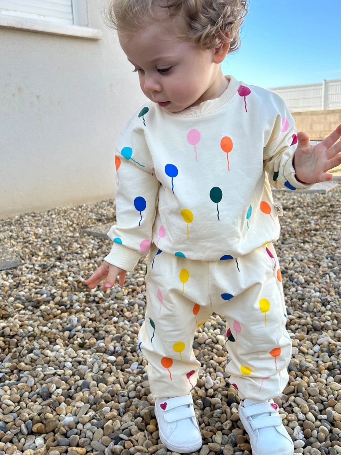 Playful Patterns &amp; Everyday Comfort - The Multicolored Balloon Sweatshirt &amp; Pant Set
