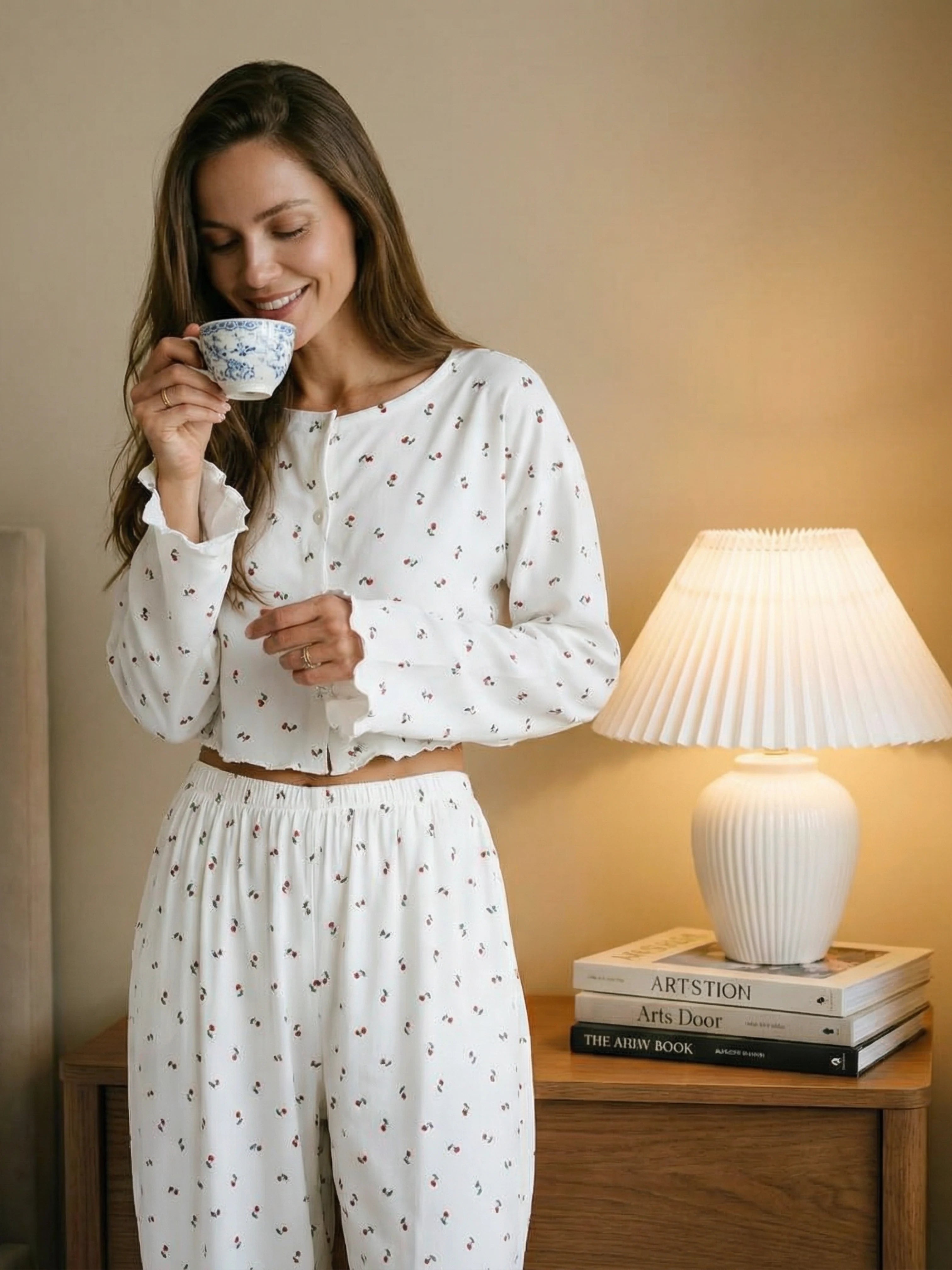 Elegant Comfort &amp; Poetic Print | Women's 2-Piece Pajama Set