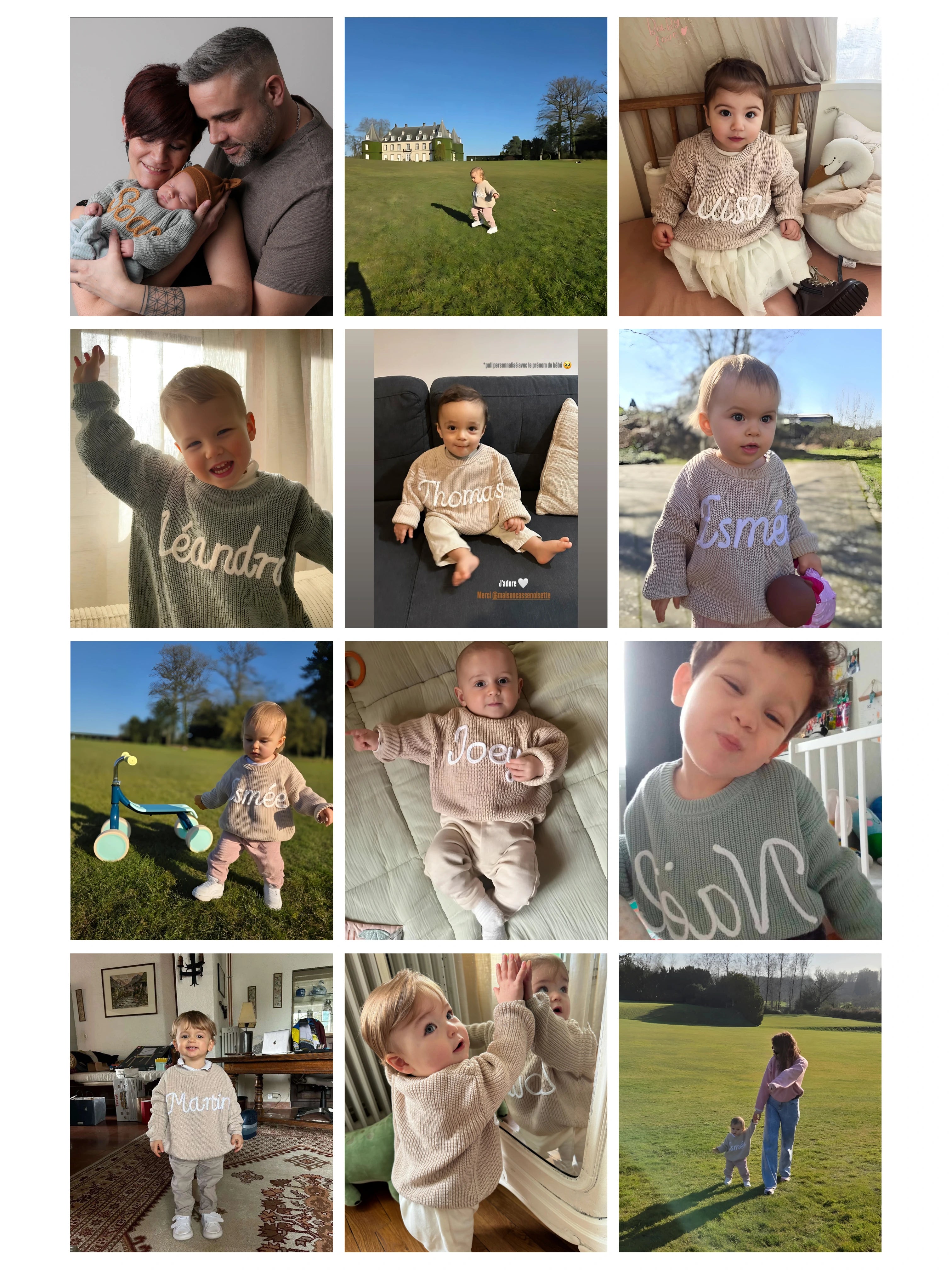 Hand-knitted embroidered baby sweater