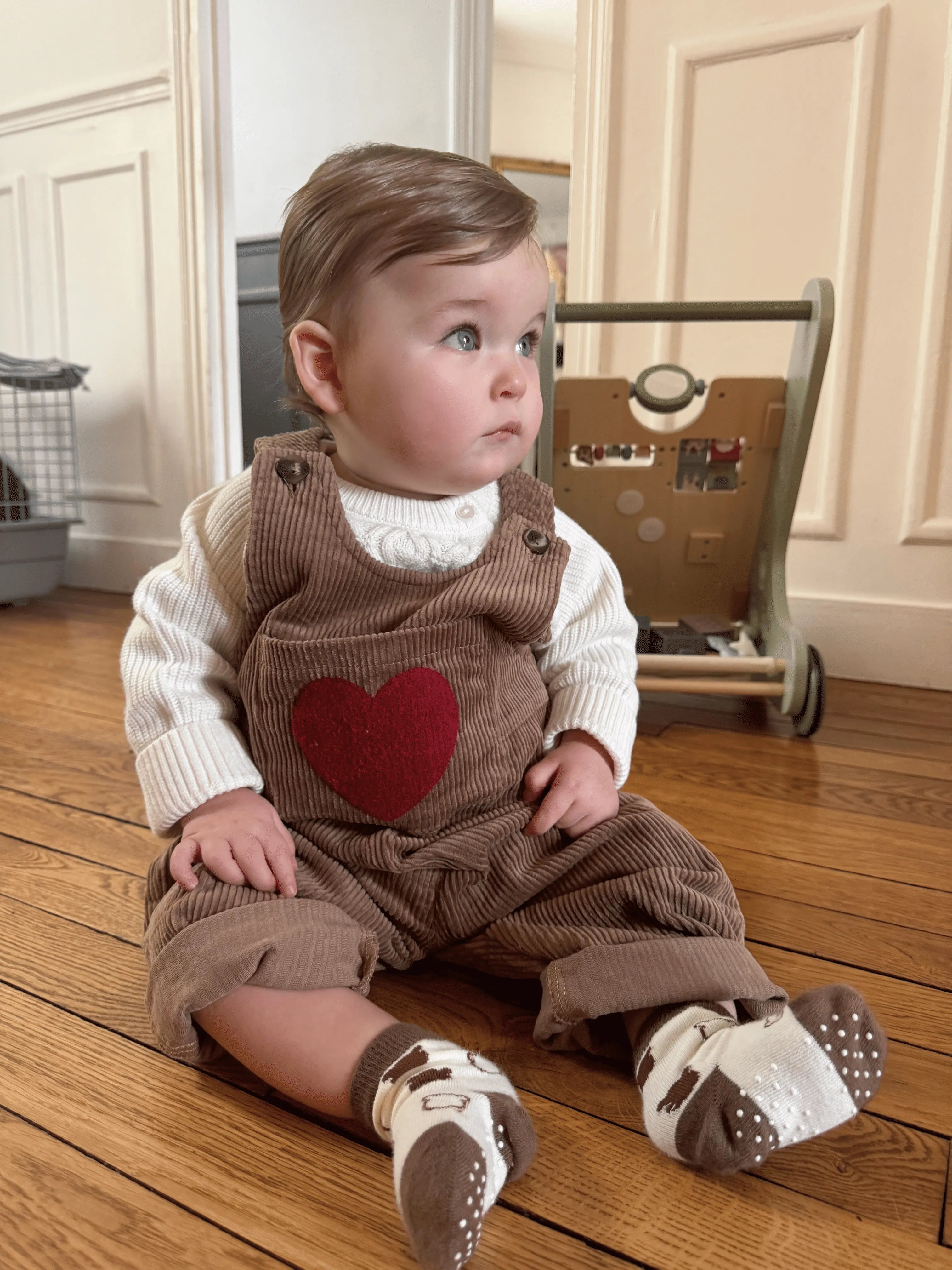 A Heart-Winning Piece of Absolute Softness - The Cotton Overalls with Embroidered Heart