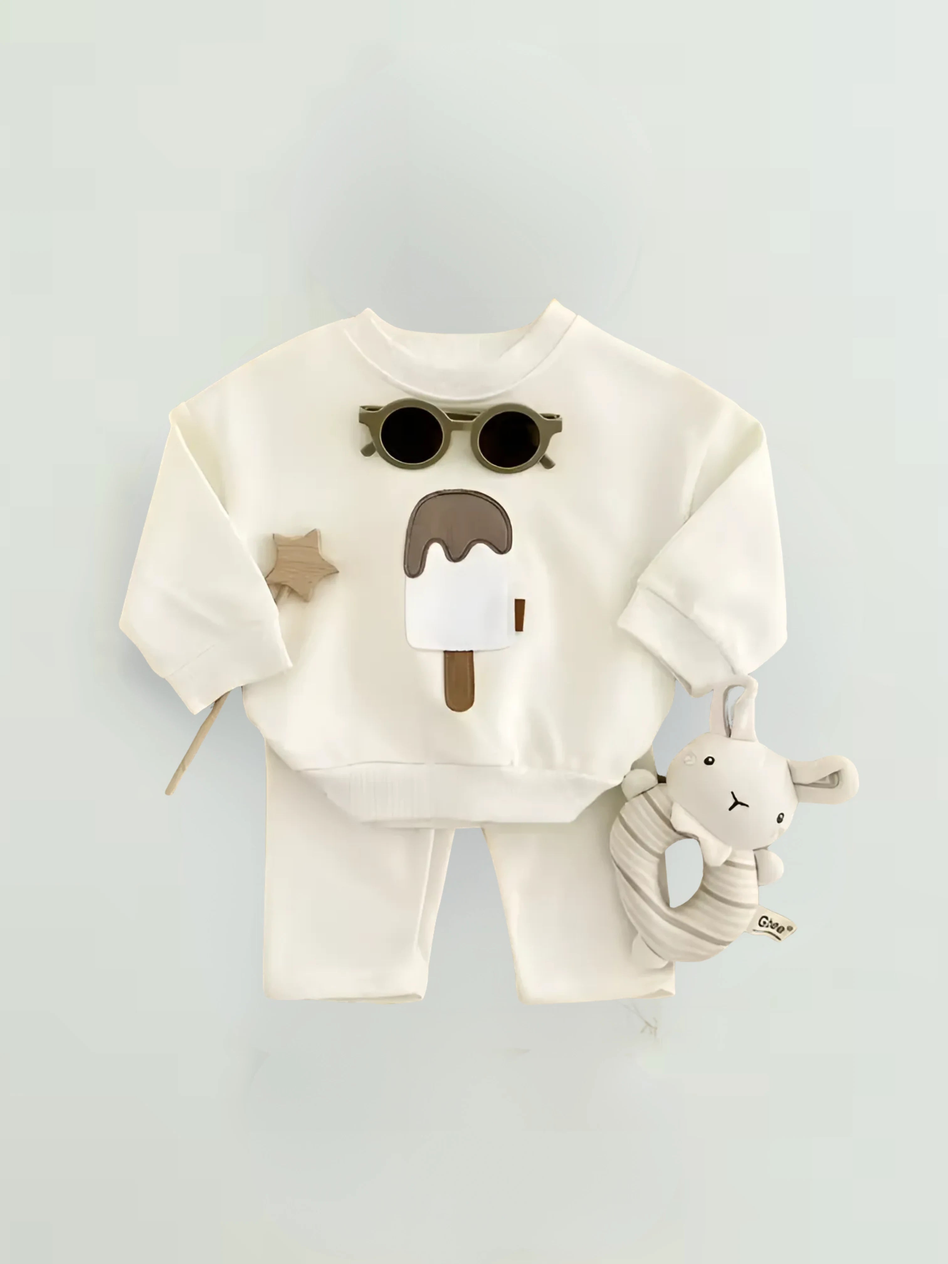 Adorable Detail &amp; Everyday Comfort | The Sweatshirt &amp; Pant Set with Ice Cream Embroidery